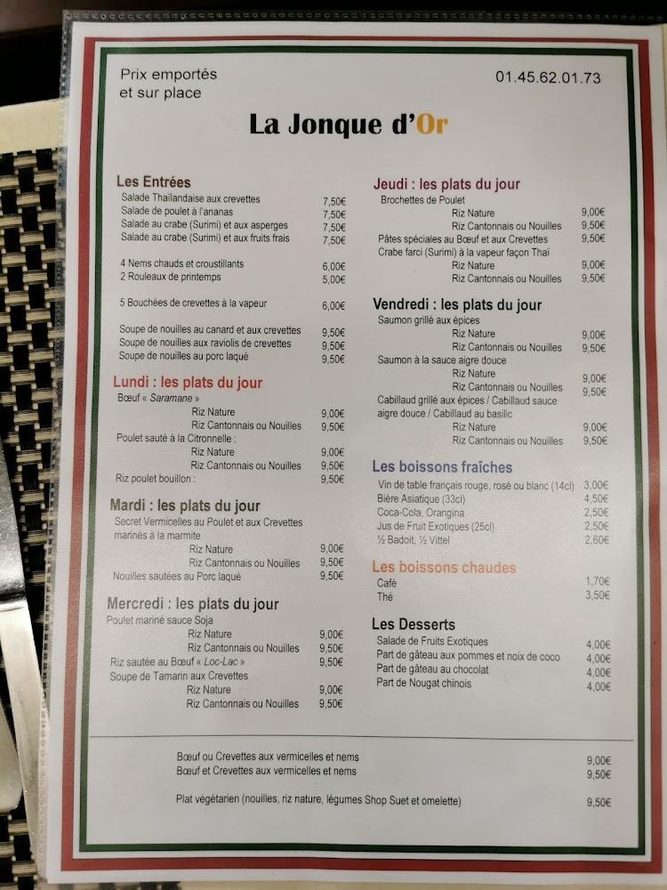 La Jonque D'Or - Menu Image 1